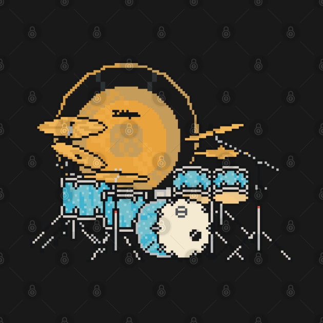 Pixel Blue Sparkle Drums with Gong by gkillerb