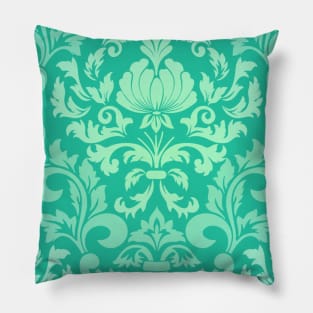 Turquoise Damask Design Pillow
