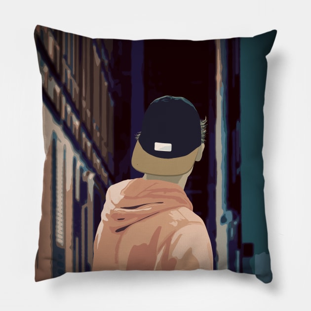 Big City At Night Pillow by Spindriftdesigns