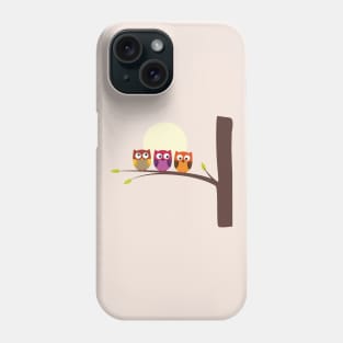 Three Owls in the Moonlight Phone Case