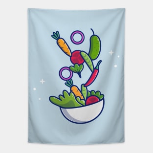 Vegetable Salad Cartoon Tapestry
