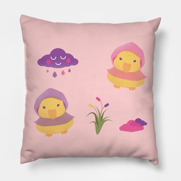 Duck Set | Raincoat Duck | Duck In The Rain | Rain Duck Pillow by GeeDeeDesigns