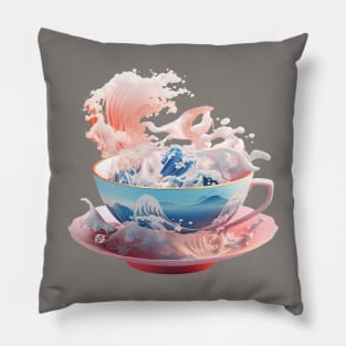 Japanese inspired surreal teacup Pillow