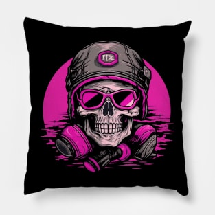 Biker Helmet Skull Retro Pillow