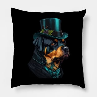 Rottweiler Funny Top Hat Pillow