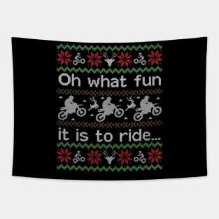 Ugly Christmas Sweater Fun to Ride a Dirtbike Motocross Tapestry