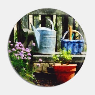 Watering Can and Blue Basket Pin