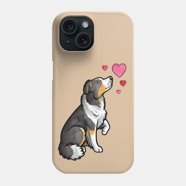 Border collie love (tricolour) Phone Case by animalartbyjess