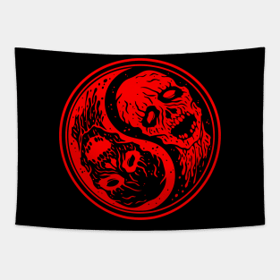 Red Undead Yin Yang Zombies Tapestry