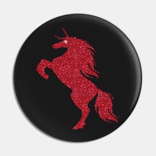 Red Faux Glitter Magical Rearing Unicorn Pin