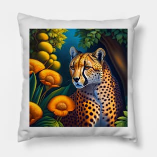Cheetah Flowers Pillow