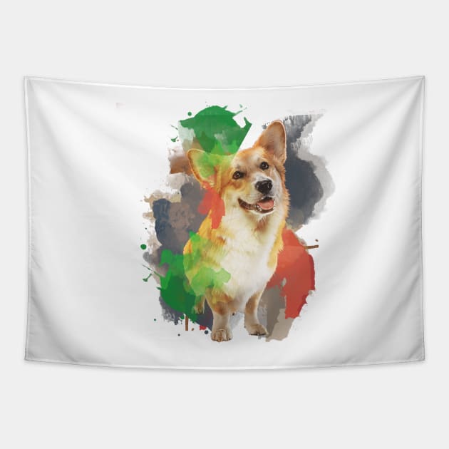 Pretty Corgi Tapestry by CatCoconut-Art