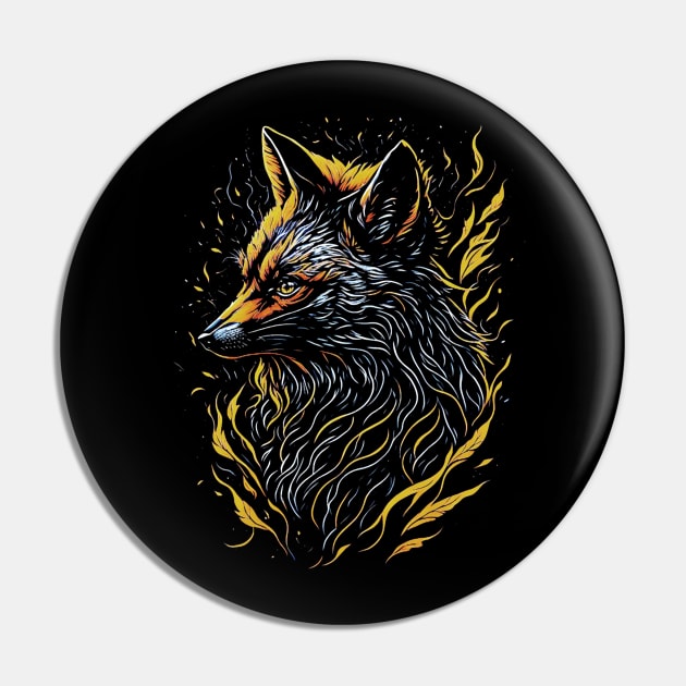 Yellow Fox art Pin by deniadrian