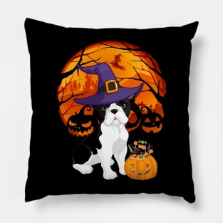 French bulldog pumpkin witch Pillow