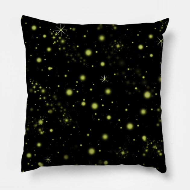 Night Sky Full of Tiny Yellow Stars Abstract Pattern Pillow by galaxieartshop