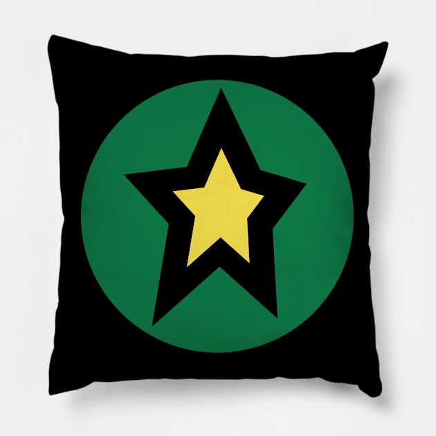 Small Yellow Star Green Circle Graphic Pillow by ellenhenryart