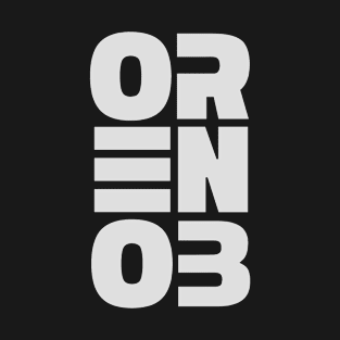 ORENOB text logo in light bright white / gray (6 letters vertical design) T-Shirt