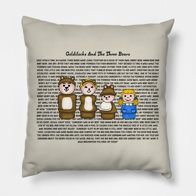 Goldilocks and The Three Bears Story Pillow by Slightly Unhinged