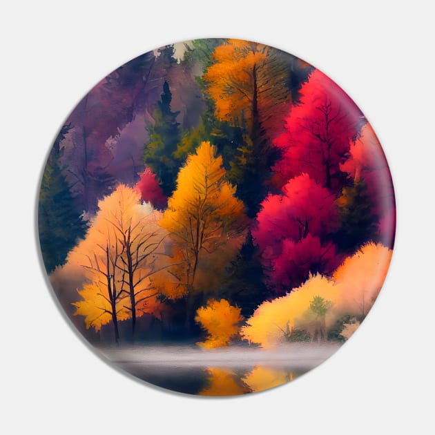 Colorful Autumn Landscape Watercolor 21 Pin by redwitchart