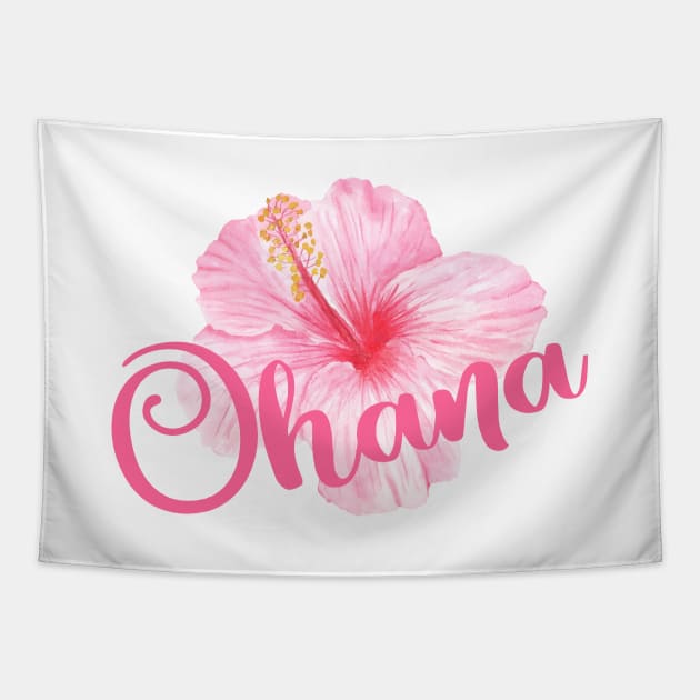 Ohana watercolor hibiscus Tapestry by ApricotBlossomDesign