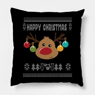 Reindeer ugly christmas sweater - family christmas, t-shirt, pjama top Pillow