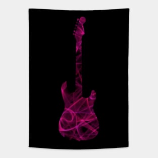 Pink on Purple Flame Guitar Silhouette Tapestry