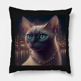 Shimmering Burmese Cat Goddess Pillow