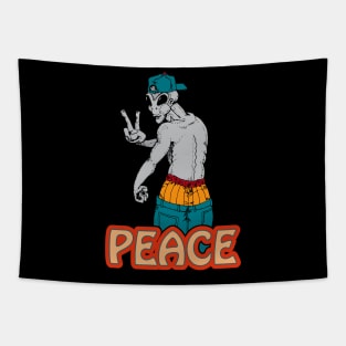 Alien Peace - Cute Alien Posing Tapestry