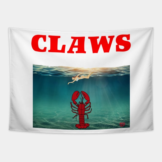 CLAWS (Jaws Parody) Novelty Graphic Tapestry by LittleLuxuriesDesigns