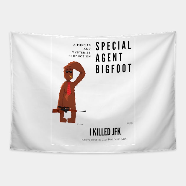 Fake Movie Poster Bigfoot CIA Assassin Tapestry by Misfits and Mysteries 