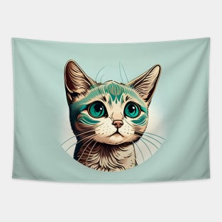 Amazing Cute Pastel Cat Face Lover - Funny Cats Tapestry