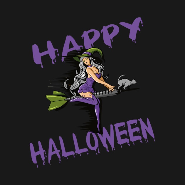 Happy Halloween Witch on Darts Costume Gift by Luxara