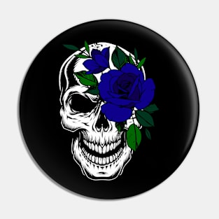 SKULL WITH BLUE ROSE 04 Pin