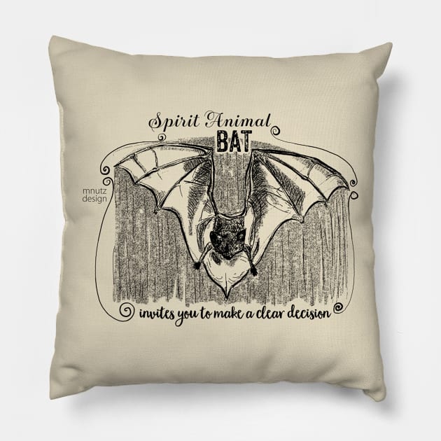 Spirit animal Bat black Pillow by mnutz