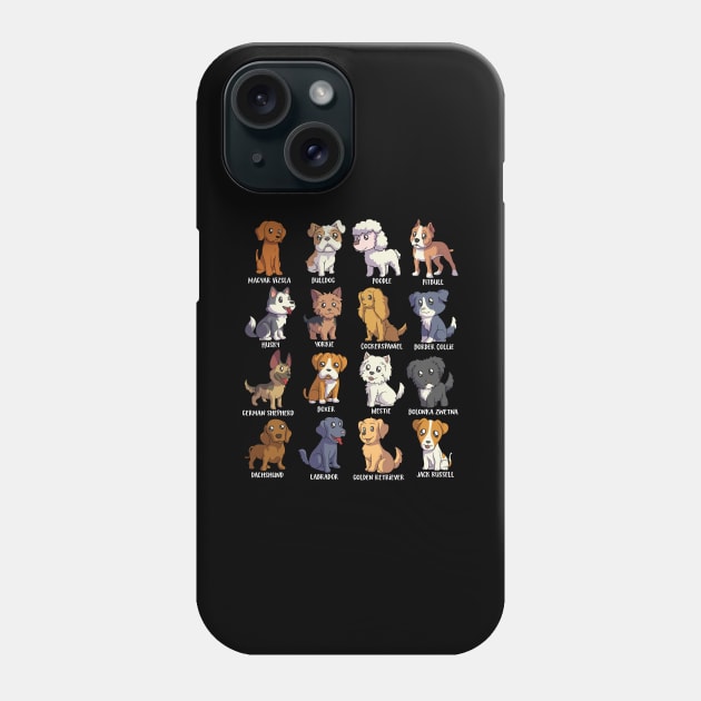 Various Kawaii Cartoon Dogs - Dog Breeds Phone Case by Modern Medieval Design