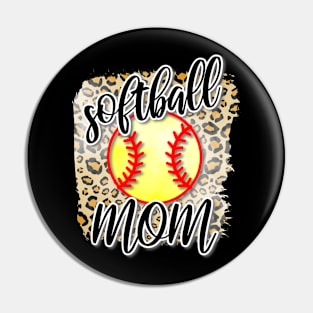 Softball Mom, Leopard Print Gift for Softball Moms Pin