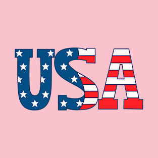 USA Letter With USA Flag Color T-Shirt