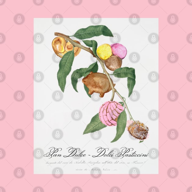 "Pan Dulce - Dolci Pasticcini" - Pastry Tree; traditional botanical art from Pomona Italiana updated with classic Mexican desserts by Ofeefee