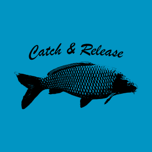 Catch and Release Series, Carp, Black color T-Shirt