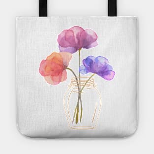 Mason Jar With Flowers Tote