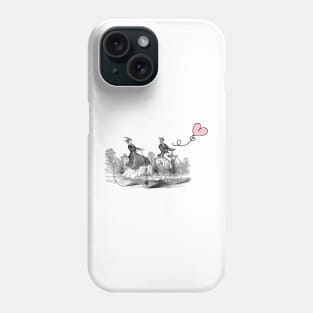 Retro Style Romantic Bike Ride, Valentine's Day Illustration Phone Case