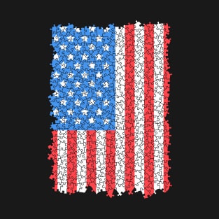 USA Flag Puzzle 4th Of July Jigsaw Pieces Puzzler Hobbyist T-Shirt