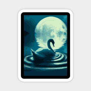 Swan in the Full Moon Magnet