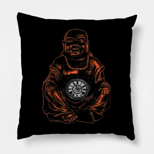 Belly Clock Buddha Pillow by bronzarino