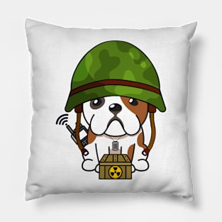 Cute english bulldog is a military pet Pillow