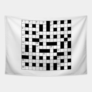 Retro Black White Crossword Puzzle Pattern Tapestry