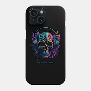 Psychedelic Skull Wearing Headphones Phone Case