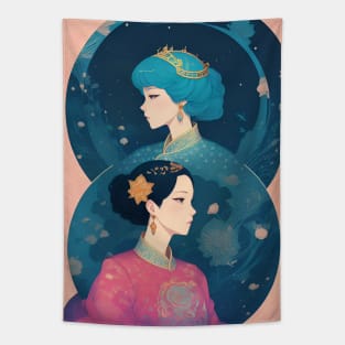 Asian girl art style Tapestry