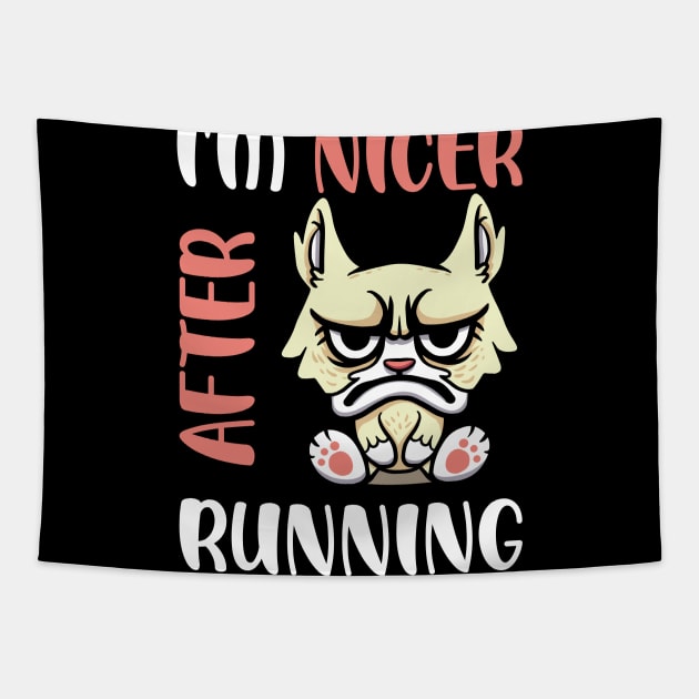 I'm Nicer After Running Tapestry by teweshirt