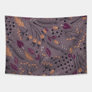 Retro pattern with autumn plants Tapestry